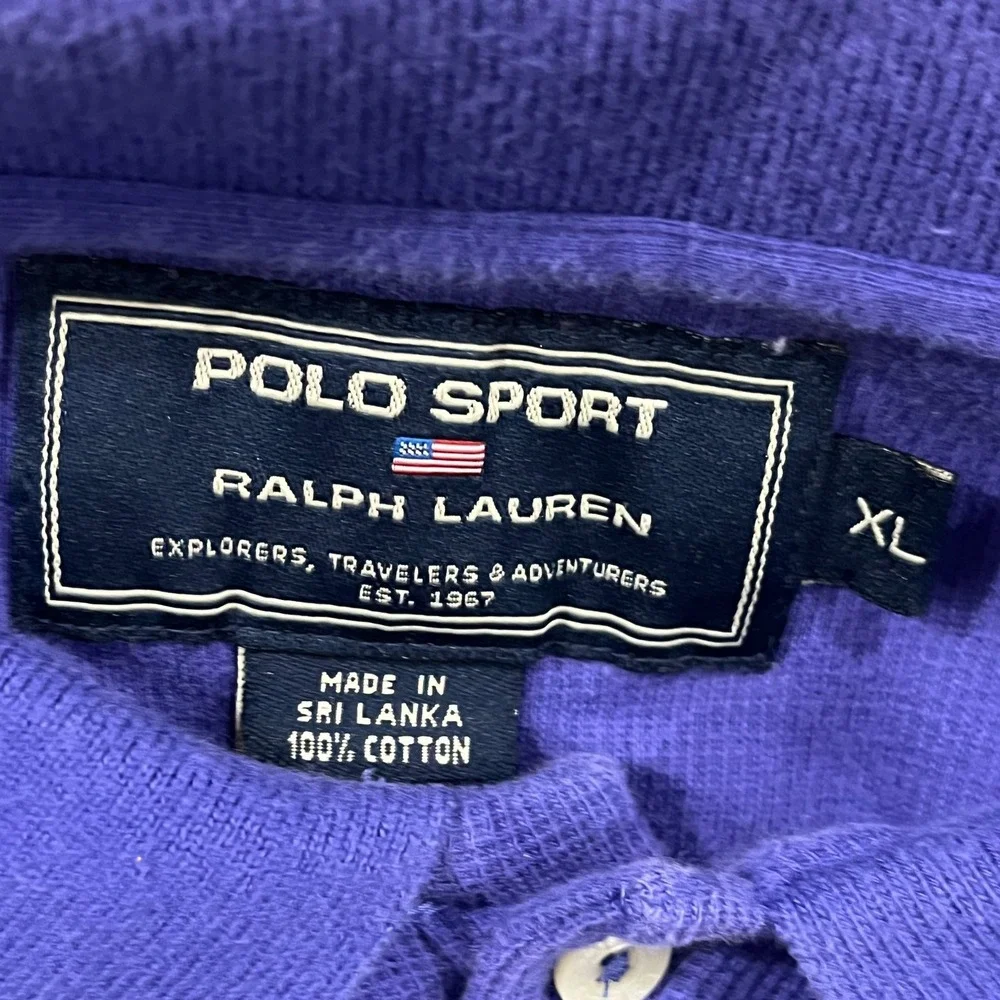 Polo Sport Ralph Lauren Polo Shirt Mens XL Purple Flag Logo Short Sleeve Popover
